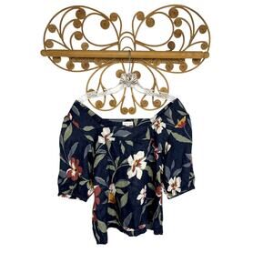 Garnet Hill cotton short sleeve floral top 6